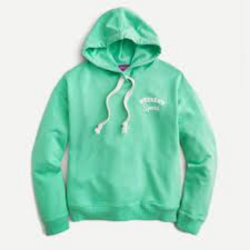 J. Crew x Edie Parker Weekend Special Green Hoodie Sweatshirt EUC M